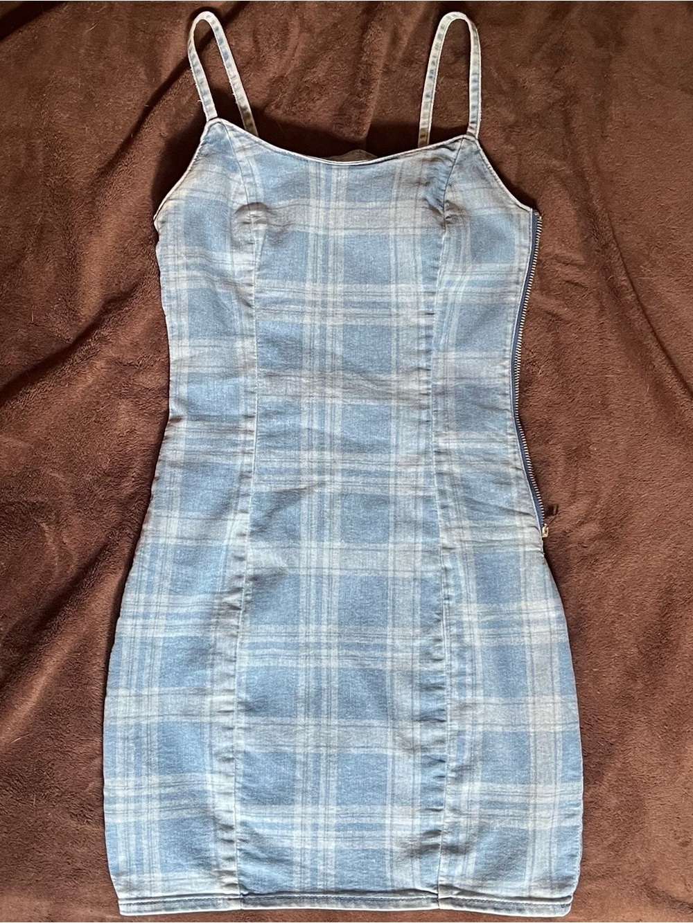 H&M Divided Blue Plaid Mini Dress
